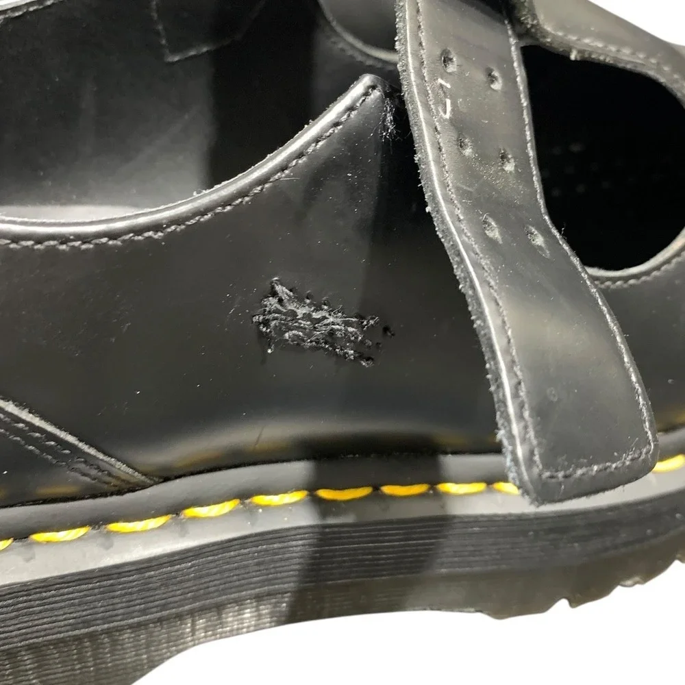 Dr. Martens Bethan Black Leather Quad Platform Mary Jane Shoes US 9 UK 7 EU 41
